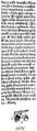 Paralela mezi Fustovým–Schöfferovým signetem (Mainz 1462) a značkou v Novém zákonu (Plzeň? po 1476). Vlevo Biblia latina (48 ř., Mainz, Johann Fust – Peter Schöffer st. 1462). Díl druhý, fol. 239a se závěrem Apokalypsy, červeno-černým explicitem a společným signetem. Knihovna Národního muzea (Praha), sign. Knihovna Kinských 341 (snímek laskavě zapůjčil digitální fotoarchiv pražské Nadace pro dějiny kultury ve střední Evropě). Vpravo Nový zákon zv. Se signetem (Plzeň?, Tiskař Arnoštových Statut? po 1476). Fol. 209a se závěrečnou jednosloupcovou sazbou ukončenou signetem, snad napodobujícím značku z Mohuče. Národní knihovna ČR (Praha), sign. 44 E 67.