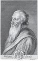 Daniel Adam z Veleslavína na Balzerově rytině (Praha po 1782). Balzer, Jan Jiří: 87 Abbildungen böhmischer und mährischer Gelehrten und Künstler (Praha, Jan Nepomuk Ferdinand Schönfeld po 1782). Tabule 63 otištěná z desky pro druhý díl Pelclových Abbildungen (1775). Antikvariát Meissner (Praha).
