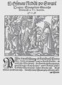 Výchozí štoček (Nürnberg? 1564) a Melantrichova kopie pro Ferovu Postilu (Praha 1574–1575). Vlevo Hus, Jan – Jakoubek ze Stříbra: Postila … na evangelia, kteráž se čtou přes celý rok (Nürnberg?, s. t. 1564). Fol. 8b druhého dílu. Královská kanonie premonstrátů na Strahově – Strahovská knihovna (Praha), sign. DR III 9.