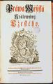Schantzova titulní rokajová viněta (Praha 1755). Kristián z Koldína, Pavel: Práva městská Království českého (Praha, František Hynek Kirchner 1755). Titulní strana s mušlovitou a plaménkovou rokají doplněnou českým lvem v kartuši, personifikovanou Spravedlností a Hojností držící příslovečný roh (starořecká bohyně Gáia? Démétér?). Mědiryt dle vlastní kresby provedl Christian August Schantz. Královská kanonie premonstrátů na Strahově – Strahovská knihovna (Praha), sign. CG III 9.