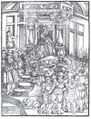 Oujezdeckého tisk Brikcího Práv českých (Litomyšl 1536). Brikcí z Licka: Práva městská (Litomyšl, Alexandr Oujezdecký 1536). Fol. B4b s dřevořezem zasedání zemského sněmu za přítomnosti panovníka (v levém spodním rohu špatně čitelný letopočet 1536). Antikvariát Meissner (Praha).