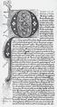 Gotikoantikva v Schöfferově tisku Durantiho Rationale (Mainz 1459). Duranti, Guillelmus: Rationale divinorum officiorum (Mainz, Peter Schöffer st. 1459). Fol. 1a s počátkem textu a červeně natištěnou iniciálou Q, doplněnou dodatečně perokresebným filigránem. Repro: Geldner 1968.