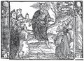 Schönův štoček v Bibli (Nürnberg 1540) a ve Starém zákoně (Nürnberg 1541). Vlevo Bible česká zv. Norimberská (Nürnberg, Leonhard Milichthaler 1540). Detail z fol. XXXVIa s kolorovaným Schönovým dřevořezem Mojžíše vyhlašujícím sobotu za den odpočinku (2 M 35, 1–3). Královská kanonie premonstrátů na Strahově – Strahovská knihovna (Praha), sign. DR III 7. Vpravo Starý zákon (Nürnberg, Jan Günther 1541). Fol. V7a s týmž štočkem, který z Milichthalerova majetku přešel na jeho nevlastního syna Günthera. Národní knihovna ČR (Praha), sign. 54 S 421 (exemplář oříznut).