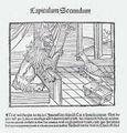 Bajka o lvu a krkavci v Directoriu (Strasbourg ca 1489) Johannes de Capua: Directorium humanae vitae, lat. (Strasbourg?, Johann Prüss st. ca 1489). Fol. d4a. Královská kanonie premonstrátů na Strahově – Strahovská knihovna (Praha), sign. S LXXXI d 11. V