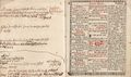 Girschova titulní bordura a dvojstrana z Novákova kalendáře (Praha 1727?). Novák, Jan František: Nový titulární kalendář ke cti sv. Vácslava … k létu Páně 1728 (Praha, Jiří Ondřej Laboun–dědici 1727?). Vlevo červeno-černá titulní strana s bordurou F. Girsche dle předlohy A. Weise (v kartuších portréty světců, scéna ze života sv. Václava a veduta Prahy). Signatury kreslíře a řezáče po stranách veduty. Je to poměrně přesná nápodoba staršího štočku Antona Franze Brechlera a řezáče Schilharta (reprodukce titulní strany je mírně zvětšena). Vpravo textové fol. B2a z počátku kalendářové části a před něho vevázaný bílý list pro rukopisné poznámky (reprodukce dvoustrany je mírně zmenšena
